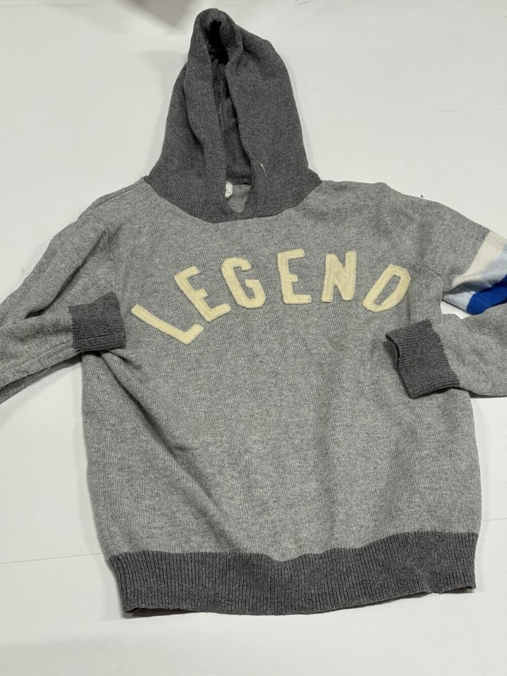 Gap Kids Hoodie Sweater Large 14/16 Gray Legend Spell Out Wool Blend